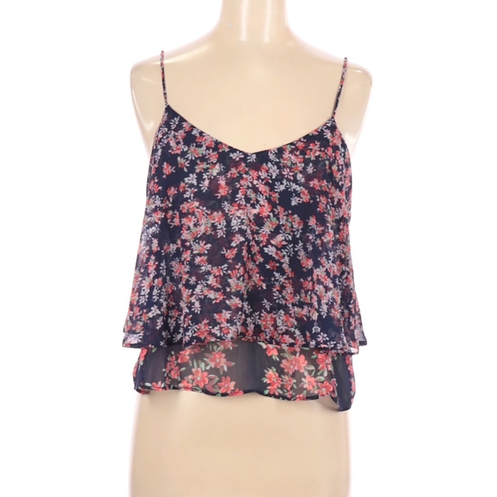 Express Navy and Red Floral Camisole